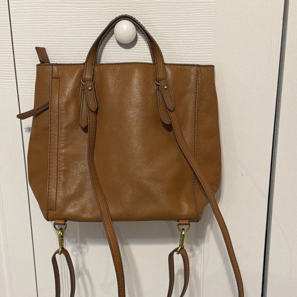Fossil Camilla Brown Leather Convertible Adjustable Crossbody Purse Bag Backpack - Picture 2 of 11